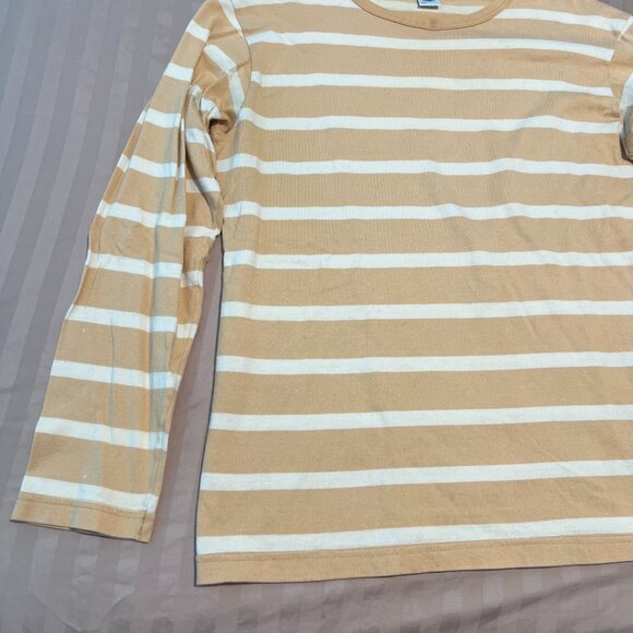 Vintage Petit Bateau Beige with White Stripes Long Sleeve Shirt Made in France - Picture 3 of 12